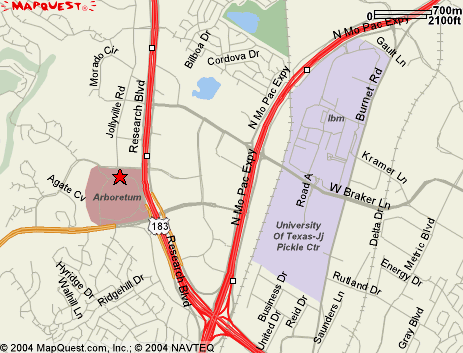 Map to the Reinassance Austin Hotel